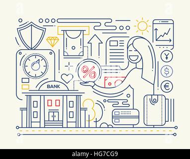 Services bancaires - composition de conception en ligne Illustration de Vecteur