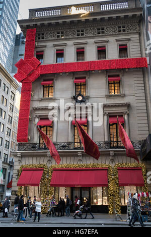 L'hôtel particulier Cartier au moment de Noël, NYC, USA Banque D'Images