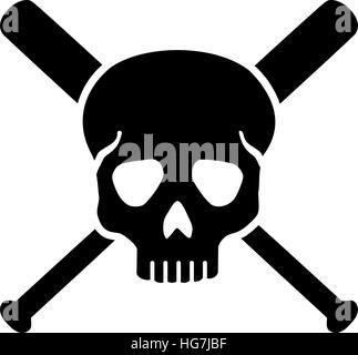 Crâne avec traversée de battes de baseball Illustration de Vecteur