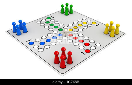 Le rendu 3D de ludo (Take it easy) jeu isolé sur fond blanc Banque D'Images