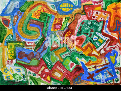 Abstract colorful Hand painted background Banque D'Images