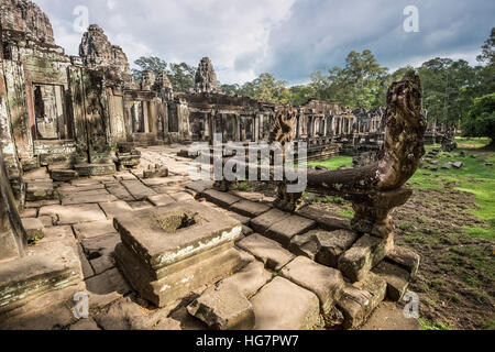 Trésors de la terrasse de Wat Bayon dans l'ancienne ville d'Angkor Thom Banque D'Images