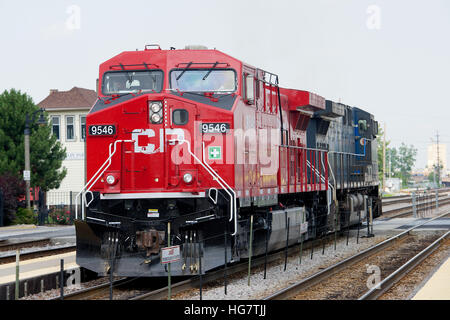 Les locomotives du Canadien Pacifique à Franklin Park Gare, Franklin Park, Chicago, Illinois, USA. Banque D'Images