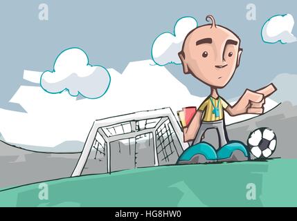 Arbitre de football ou soccer avec carte de pénalité et en pointant avec sa main Illustration de Vecteur