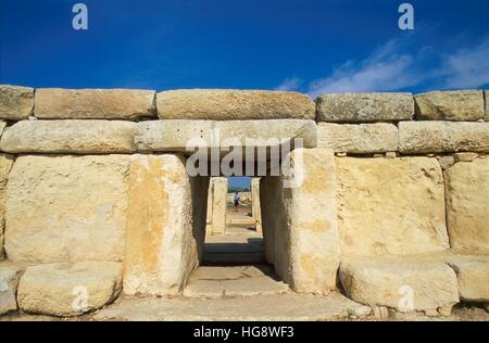 L'île de Malte, les temples préhistoriques de Hagar Quim Banque D'Images