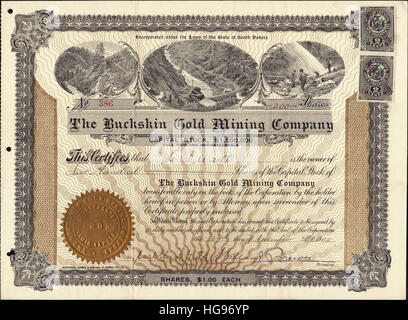 1905 Le Daim Gold Mining Company Stock Certificate - Nevada, États-Unis Banque D'Images