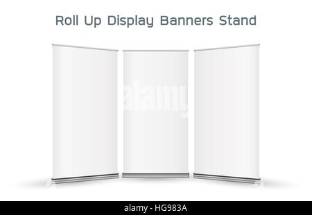 Real 3D Roll up display stand bannières Illustration de Vecteur