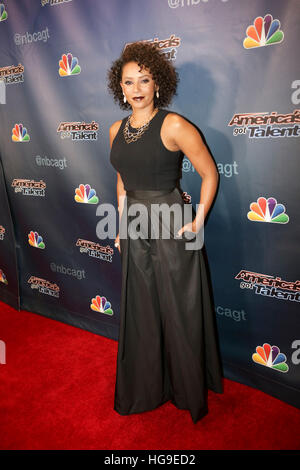 Mel B arrive à la saison de America's Got Talent, 10 tours de scrutin Live Show kick-off. Banque D'Images