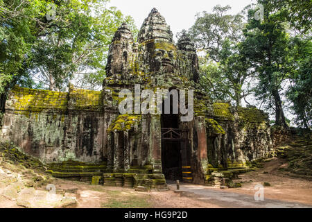 Trésors d'Angkor avec city tour face à la porte et Angor Thom Banque D'Images