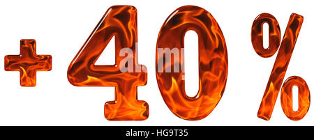 Pour cent. Commode. Moins 40, 40  %, des chiffres isolé sur fond blanc Banque D'Images