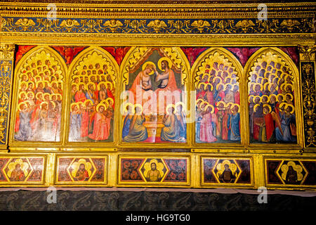 L'art religieux dans la Cappella Baroncelli dans la Basilique Santa Croce Florence Italie Banque D'Images