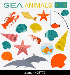 Les animaux de la mer. Vector illustration Banque D'Images