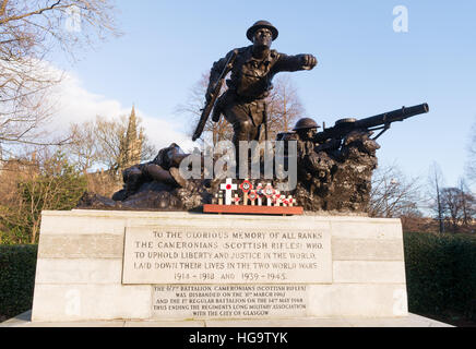 Le Camerounais et Scottish Rifles War Memorial, Glasgow, Écosse, Royaume-Uni Banque D'Images