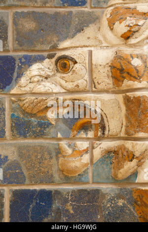 Istanbul, Turquie. Musée archéologique. La brique vernissée lion dans le soulagement de la procession "street", Babylone, datant de la période de Nabuchodonosor II c Banque D'Images