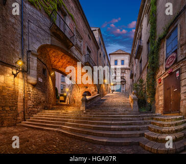 Escalier de San Martin, Gérone, Catalogne, Espagne Banque D'Images