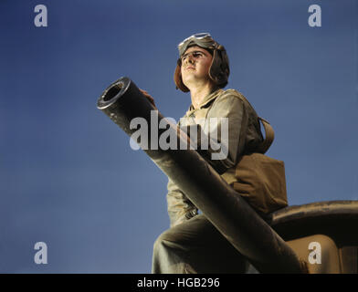 Juin 1942 - L'équipage d'un tank M3, Fort Knox, Kentucky. Banque D'Images