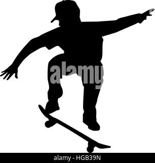 Silhouette Skateboarder Illustration de Vecteur