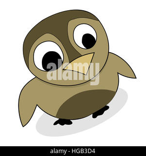 Owlet vecteur animal mignon. Adorable bébé chouette, chouette, chouette chick illustration isolé Banque D'Images