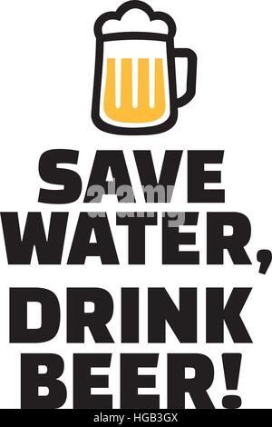 Économiser l'eau, boire de la bière. Illustration de Vecteur