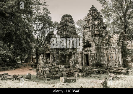 Trésors de l'ancienne Angkor dans les ruines du Prasat Phreah Khan Banque D'Images