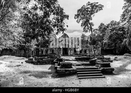 Trésors de l'ancienne Angkor dans les ruines du Prasat Phreah Khan Banque D'Images