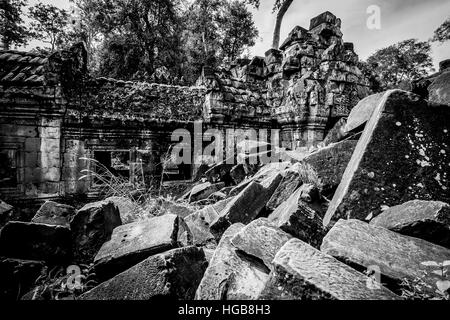 Trésors de l'ancienne Angkor dans les ruines du Prasat Phreah Khan Banque D'Images