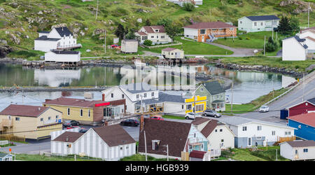 Petit village, Twillingate, Terre-Neuve. Bateaux de pêche amarré le long du littoral dans cette ville côtière. Banque D'Images