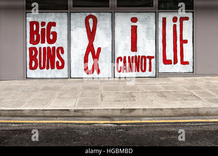 Gros pains et je ne peut pas mentir chanson graffiti sur quatre portes à Londres Banque D'Images