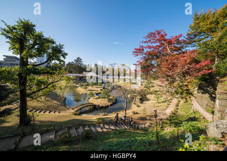 Jardin Gyokusen'inmaru, le Château de Kanazawa, la ville de Kanazawa, Ishikawa Prefecture, Japan Banque D'Images