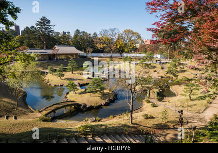 Jardin Gyokusen'inmaru, le Château de Kanazawa, la ville de Kanazawa, Ishikawa Prefecture, Japan Banque D'Images