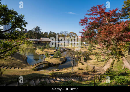 Jardin Gyokusen'inmaru, le Château de Kanazawa, la ville de Kanazawa, Ishikawa Prefecture, Japan Banque D'Images