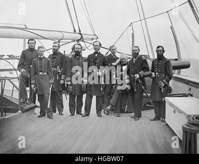 L'amiral John A. Dahlgren et ses officiers au cours de la guerre civile américaine Banque D'Images