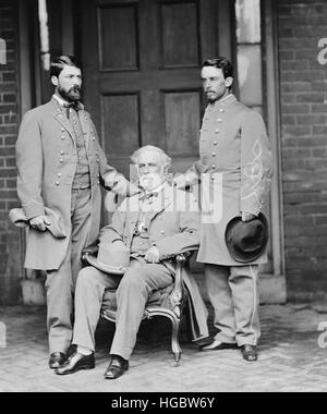 Robert E. Lee avec fils aîné et l'aide. Banque D'Images