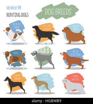 Les races de chiens. L'icône du chien de chasse. Style plat. Vector illustration Banque D'Images