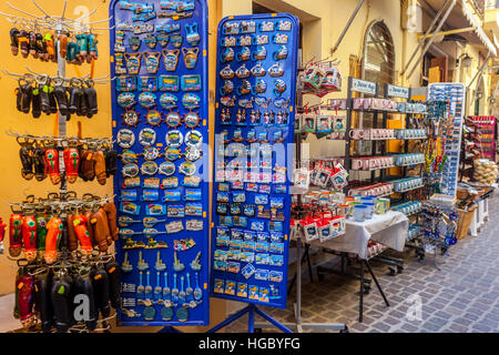 Magasin de souvenirs dans la vieille ville, La Canée, Crète, Grèce Banque D'Images