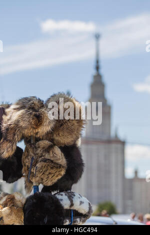 Vente de souvenirs sur le mont des Moineaux, Moscou, Russie Banque D'Images