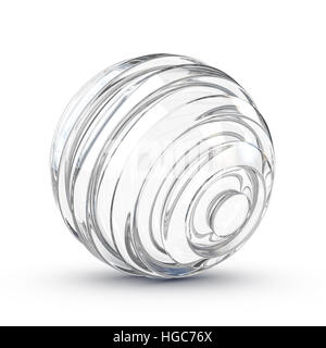 Abstract bille de verre sur fond blanc. 3D illustration. Banque D'Images