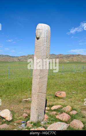 Pierres de cerfs ou Uushigiin Uver, l'âge du bronze site près de Moron, Mongolie Banque D'Images