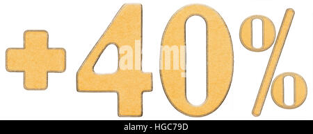 Avantages, plus 40 pour cent quarante pour cent, les chiffres isolé sur fond blanc Banque D'Images
