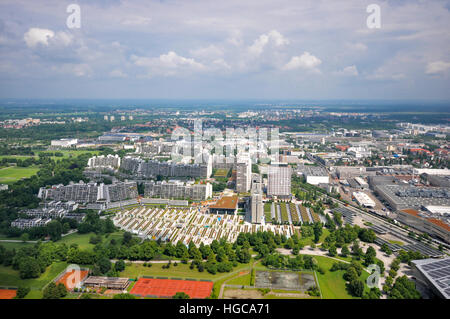 Vue aérienne de la ville de la Tour olympique de Munich, Allemagne Banque D'Images