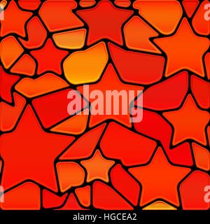 Abstract vector background mosaïque de vitraux - rouge et orange stars Illustration de Vecteur