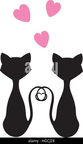 Illustration vecteur de chats valentine avec coeurs roses Illustration de Vecteur