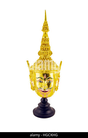 Hua (Khon Thai antique Masque Montrer) utiliser à Khon Thai style classique de l'histoire de Ramayana isolé sur fond blanc Banque D'Images