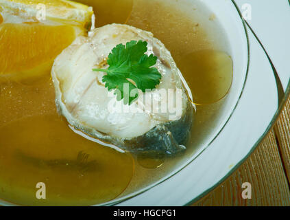 Caldillo de perro - soupe de fruits de mer de l'Andalousie, sud de l'Espagne Banque D'Images