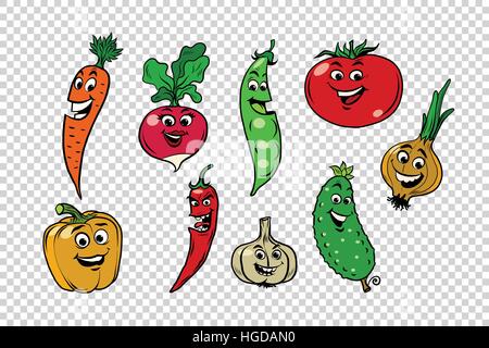 Jeu de caractères de légumes frais mignon Illustration de Vecteur