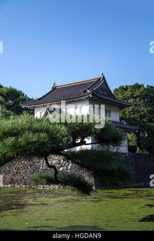 Tour de garde au Palais Impérial de Tokyo à Tokyo, Japon Banque D'Images