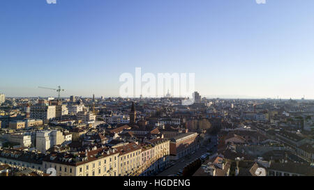 Vue aérienne du centre de Milan, vue panoramique de la Duomo, Milan, des résidences et des gratte-ciel, Italie Banque D'Images