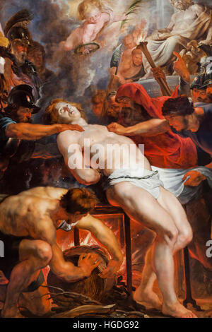 Germany, Bavaria, Munich, l'Ancienne Pinacothèque Alte Pinakothek (musée), la peinture intitulée 'Le Martyre De Saint-Laurent" (Martyrium des hl. Laurentius) par Peter Paul Rubens daté 1613 Banque D'Images