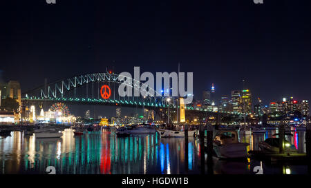 Sydney Harbour Bridge de nuit Banque D'Images