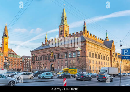 Vue sur la mairie de Copenhague, Danemark. Banque D'Images